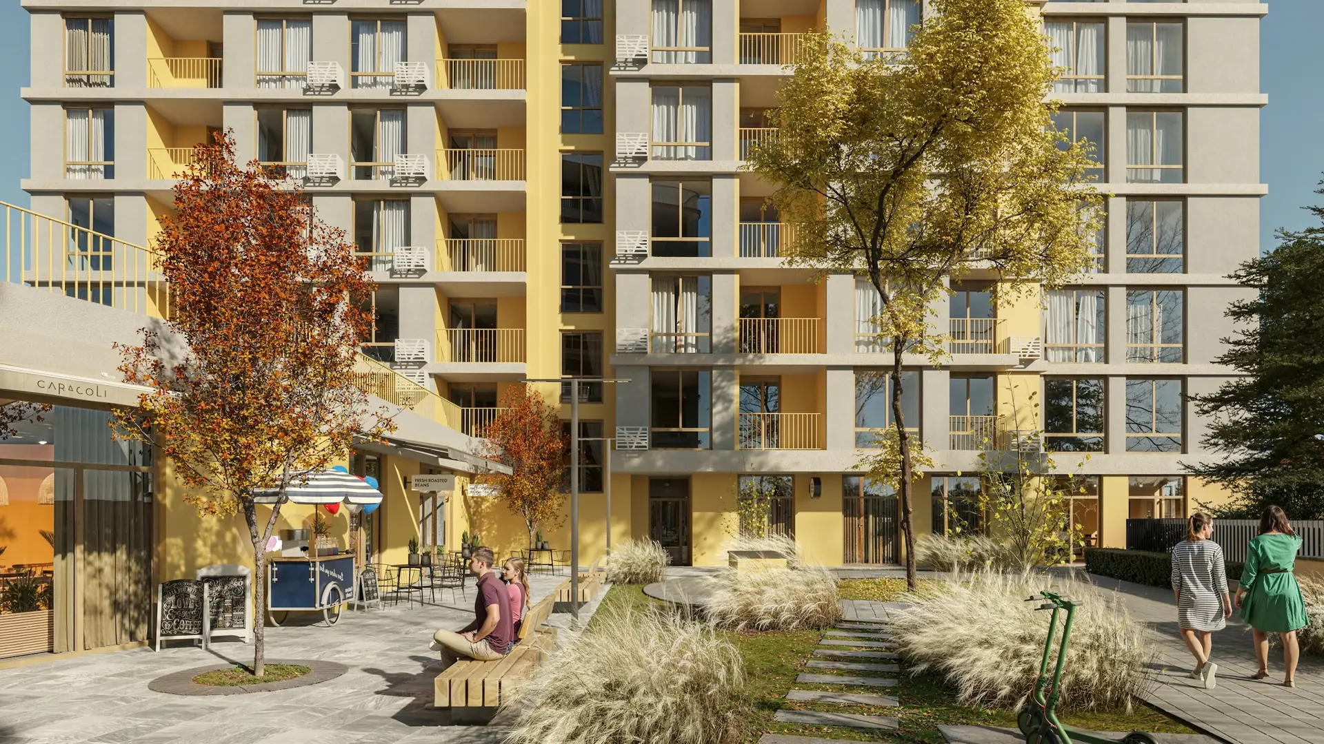 Façade d'un immeuble multi-logements rénové dans la région de Lévis